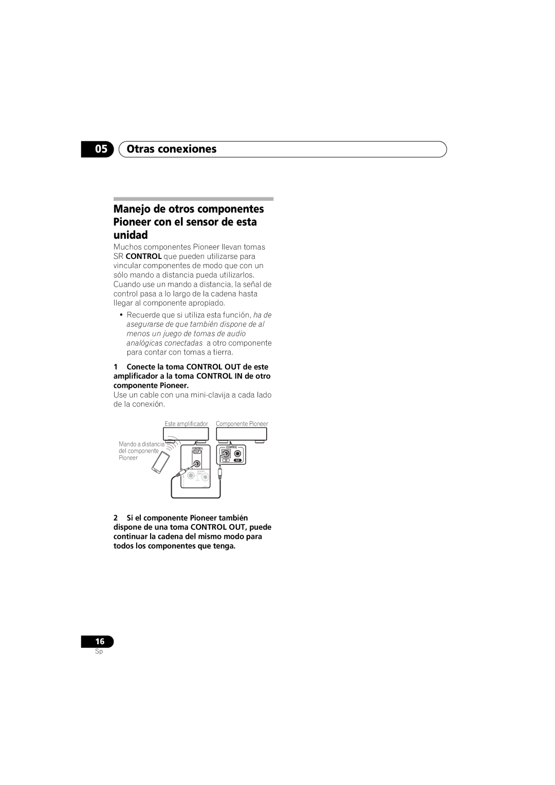 Pioneer A-A9-J manual Use un cable con una mini-clavija a cada lado de la conexión 