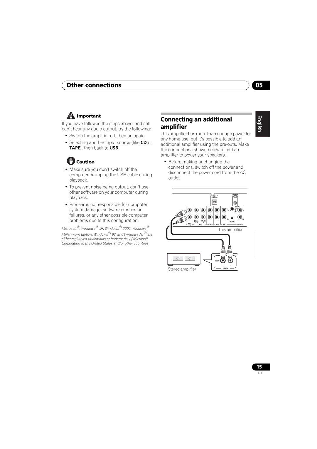 Pioneer A-A9-J manual Other connections, Connecting an additional amplifier 