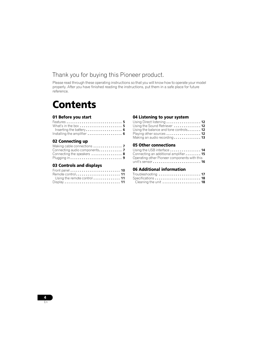 Pioneer A-A9-J manual Contents 