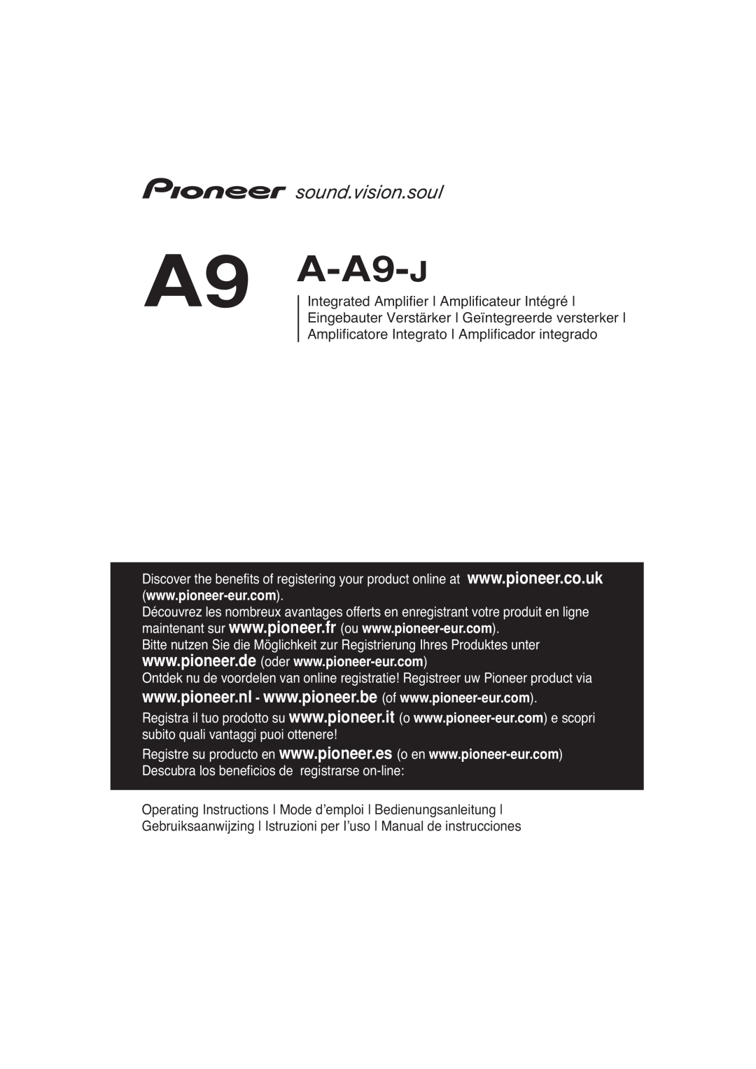 Pioneer manual A9 A-A9-J, Integrated Amplifier Amplificateur Intégré, Amplificatore Integrato Amplificador integrado 