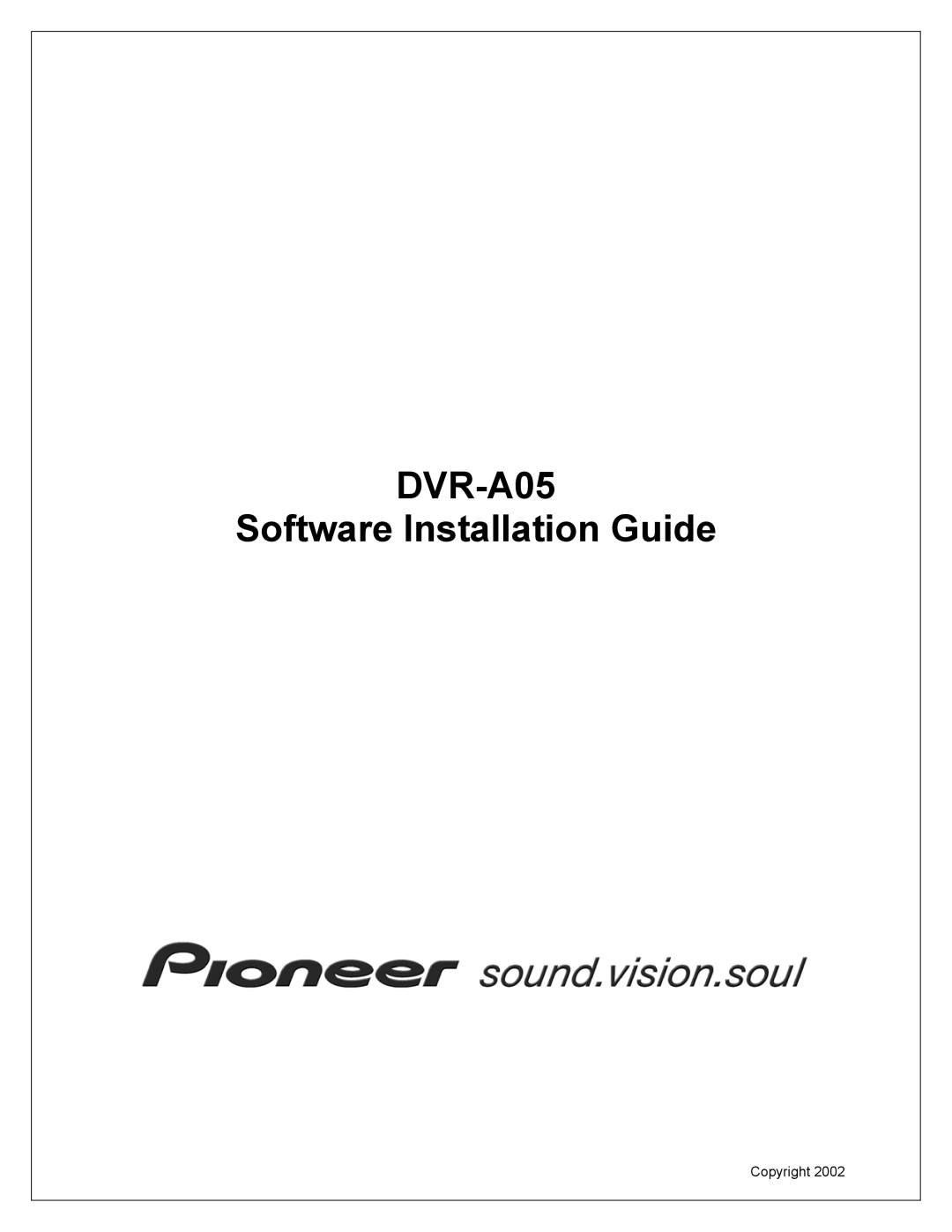 Pioneer manual DVR-A05 