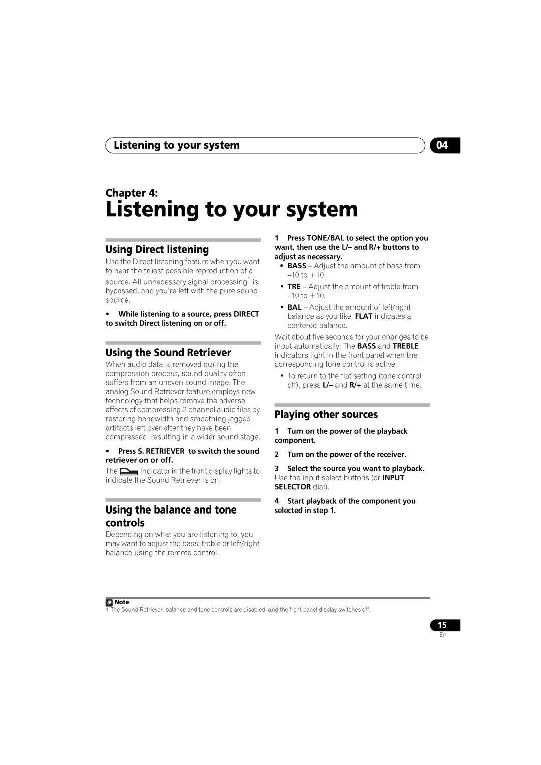 Pioneer A9 manual Listening to your system 