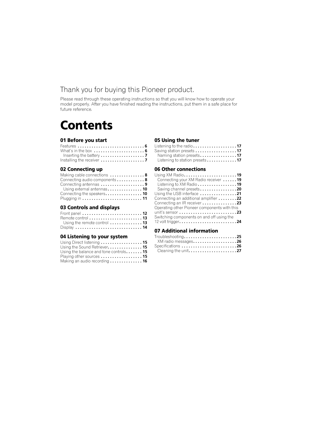 Pioneer A9 manual Contents 