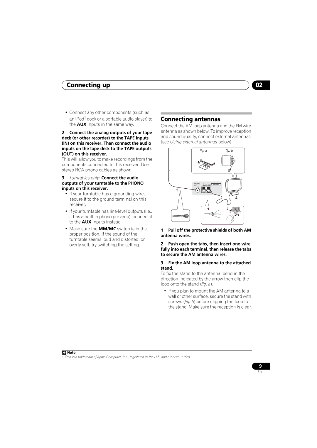 Pioneer A9 manual Connecting up, Connecting antennas 