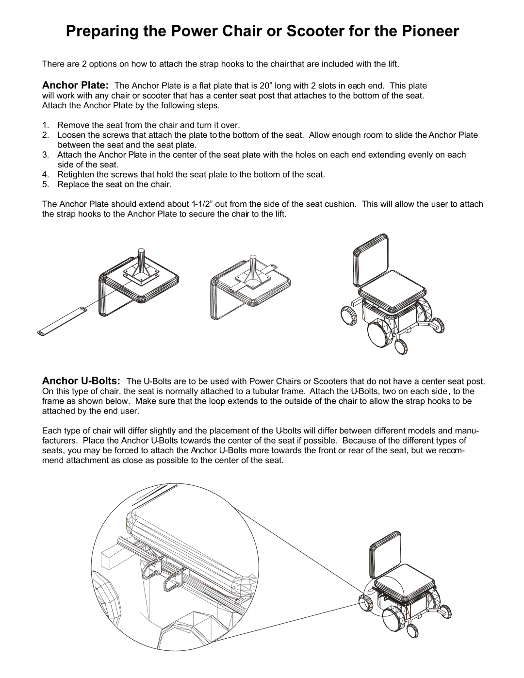 Pioneer AL600 owner manual Preparing the Power Chair or Scooter for the Pioneer 