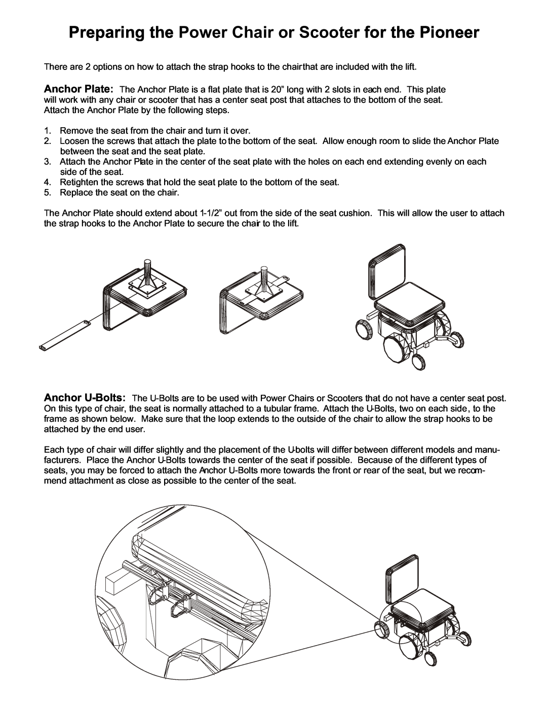 Pioneer AL600 owner manual Preparing the Power Chair or Scooter for the Pioneer 