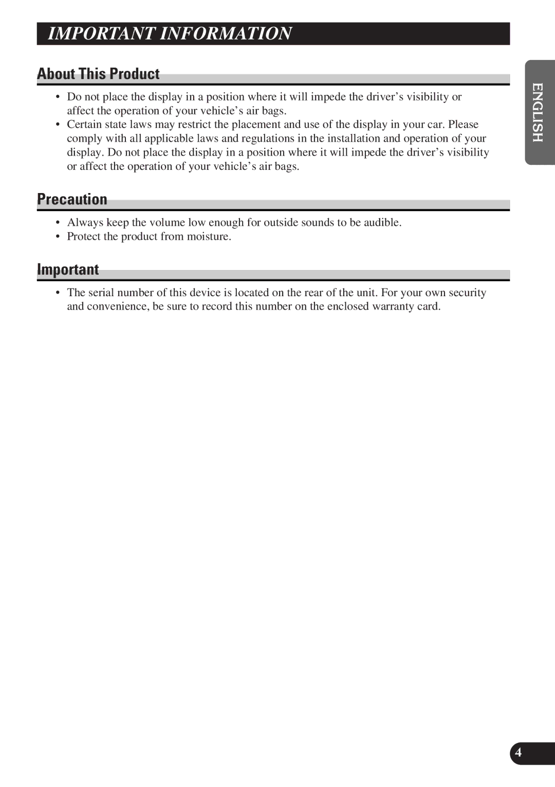 Pioneer AVD-W6000 owner manual About This Product, Precaution 