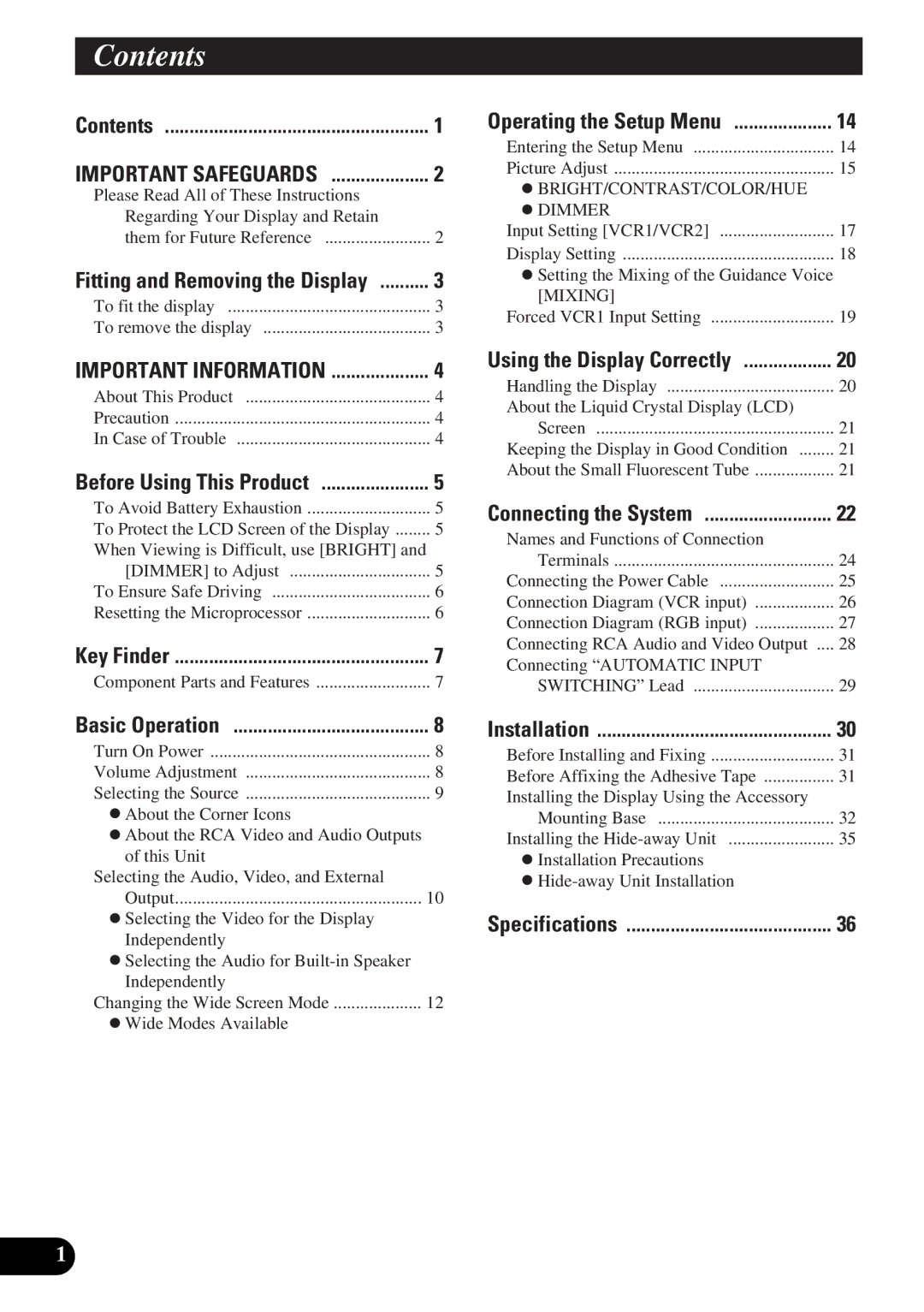 Pioneer AVD-W6010 owner manual Contents 