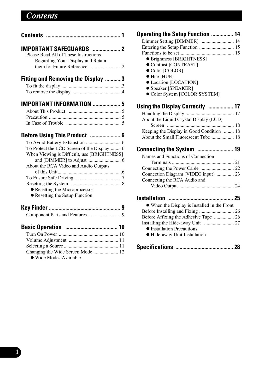 Pioneer AVD-W6200 owner manual Contents 