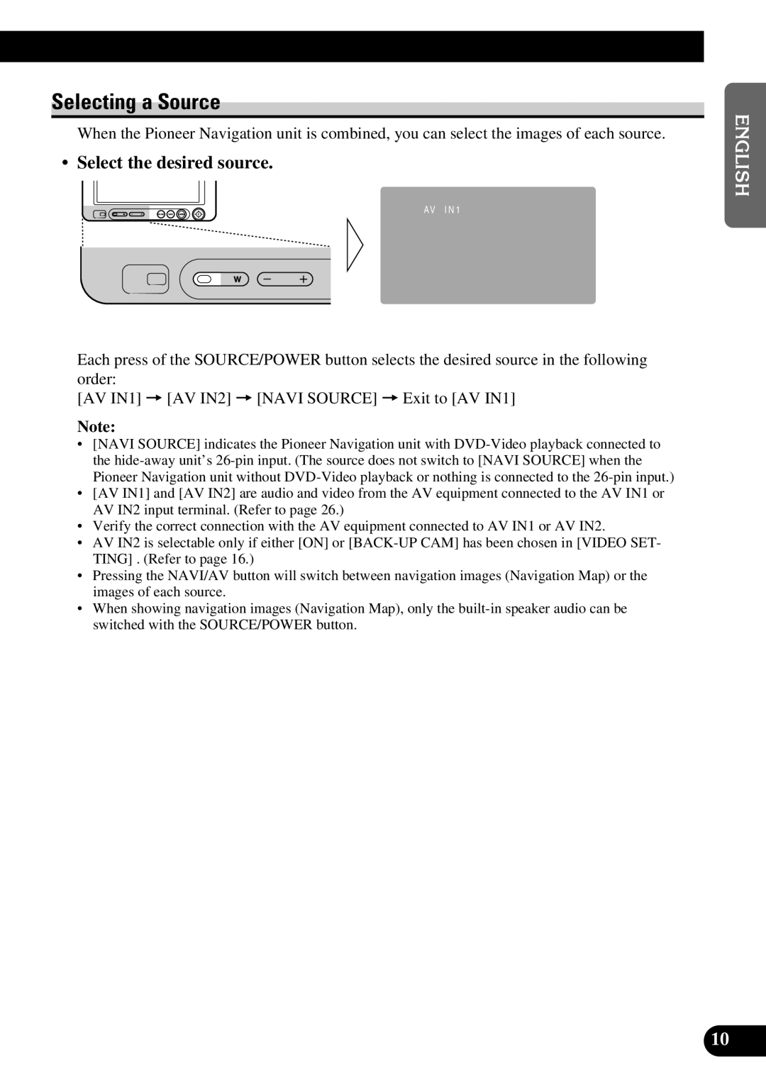 Pioneer AVD-W6210 owner manual Selecting a Source, Select the desired source 