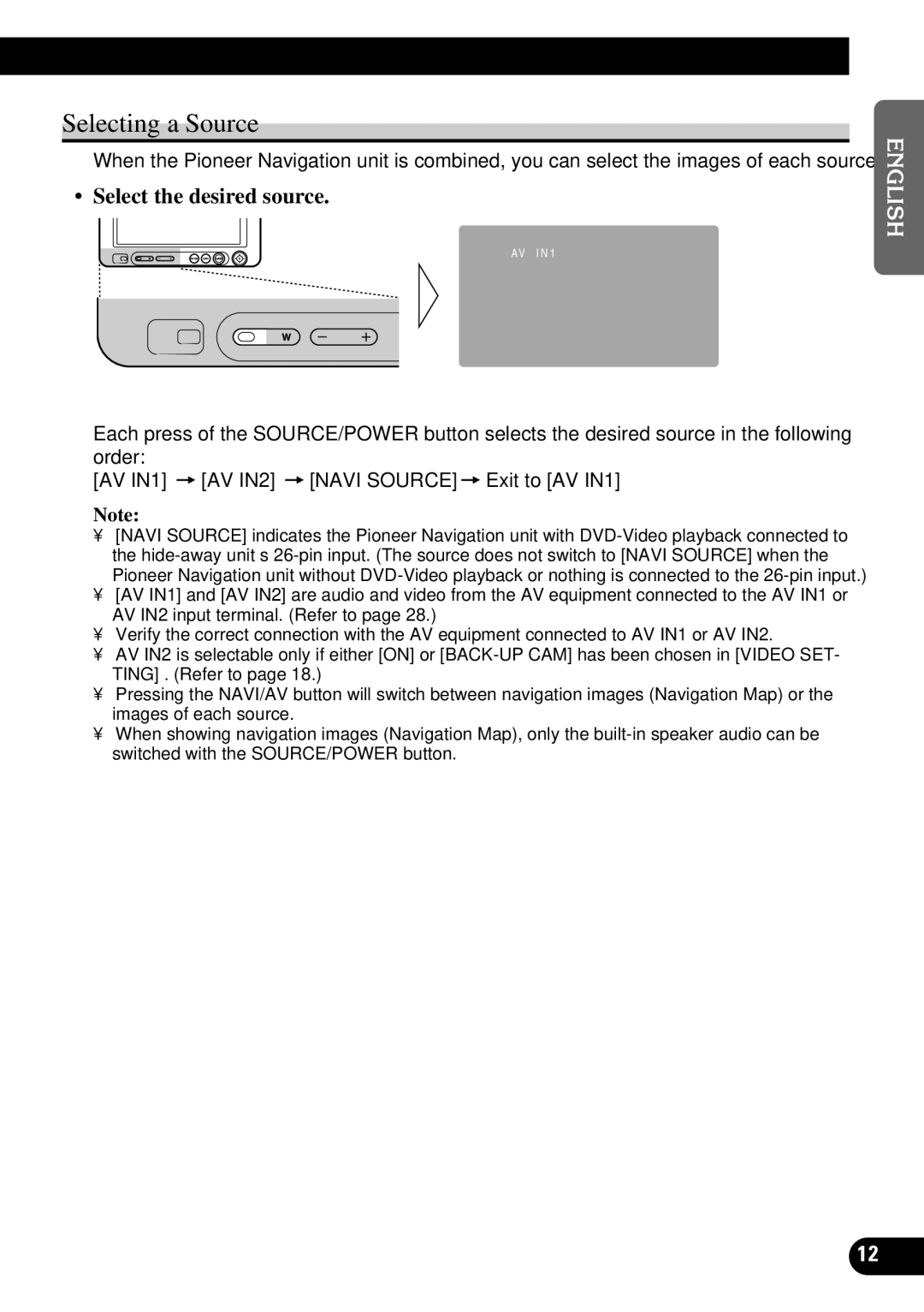 Pioneer AVD-W6210 owner manual Selecting a Source, Select the desired source 