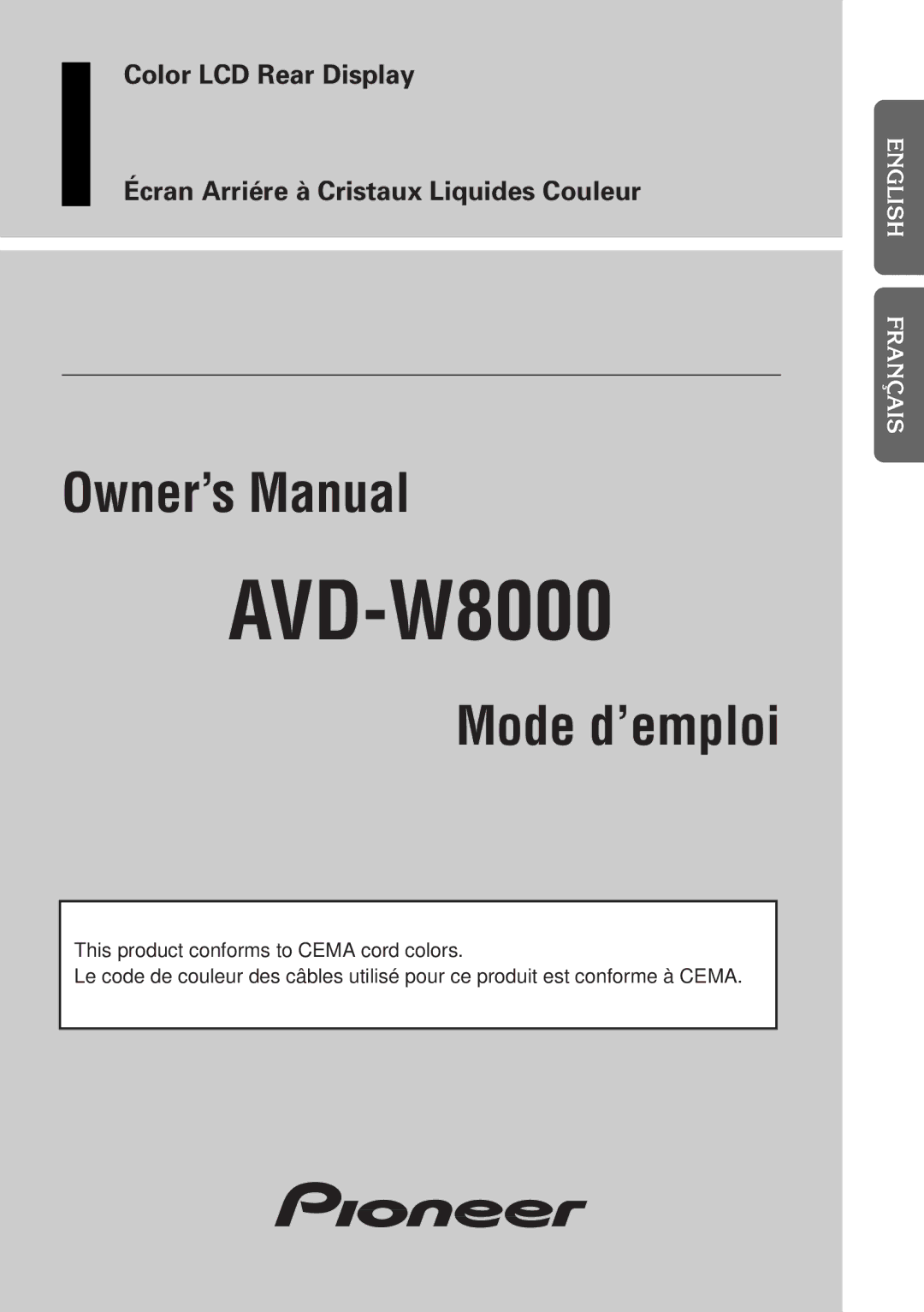 Pioneer AVD-W8000 owner manual 