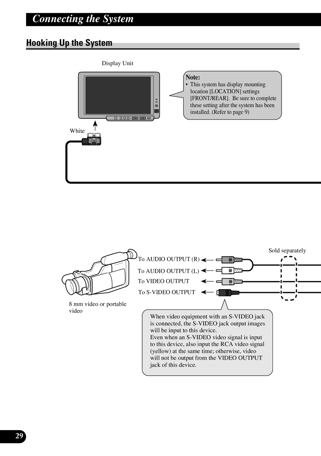 Pioneer AVD-W8000 owner manual Hooking Up the System, Display Unit 