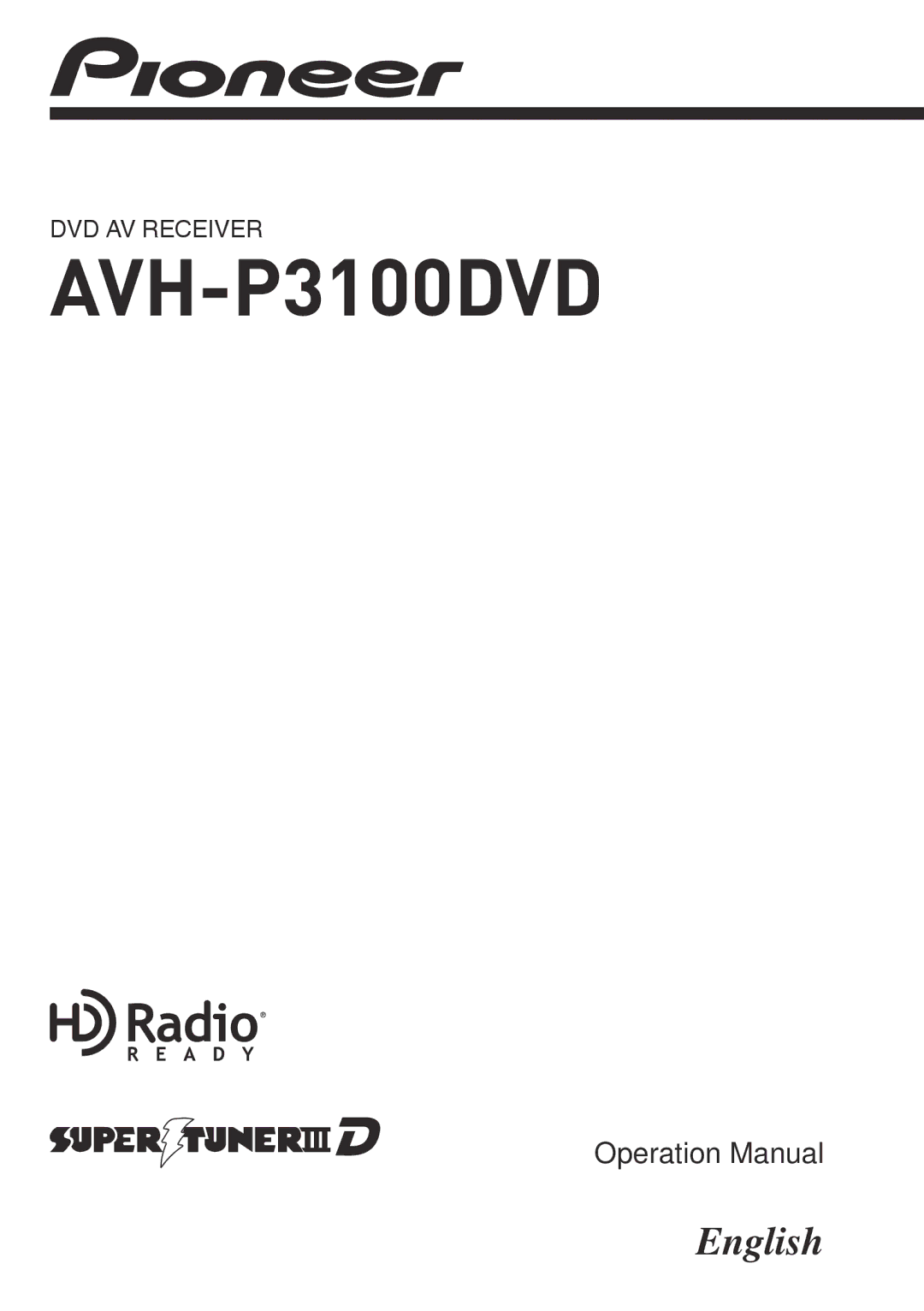 Pioneer AVH-P3100DVD manual 