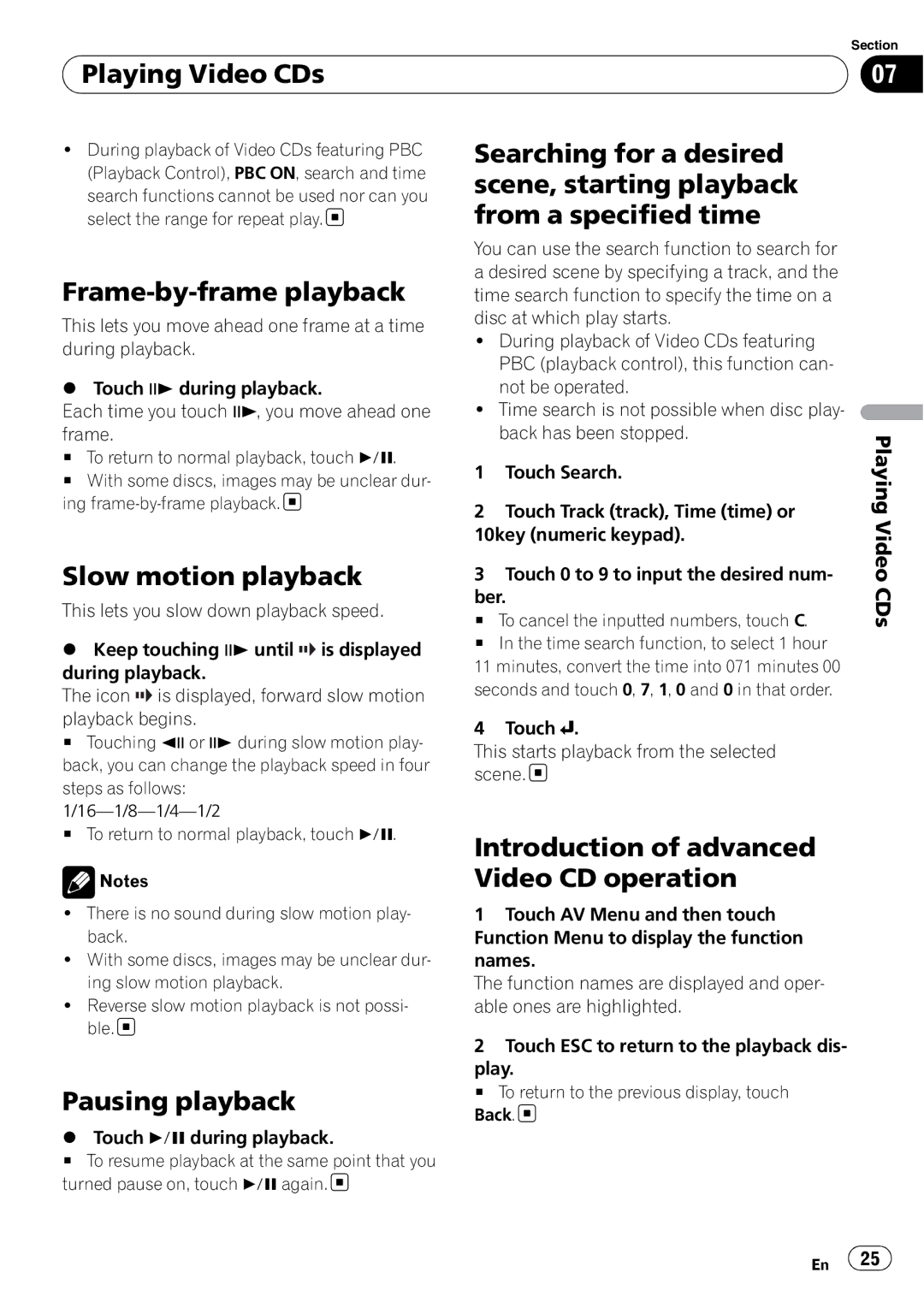 Pioneer AVH-P3100DVD operation manual Playing Video CDs, Introduction of advanced Video CD operation 