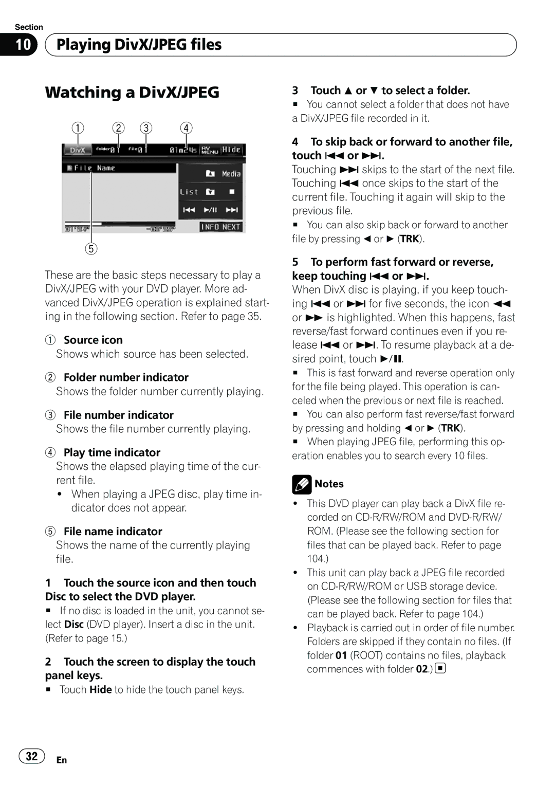 Pioneer AVH-P3100DVD operation manual Playing DivX/JPEG files Watching a DivX/JPEG, DivX/JPEG file recorded in it 