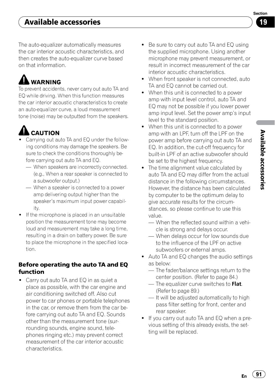 Pioneer AVH-P3100DVD operation manual Before operating the auto TA and EQ function 