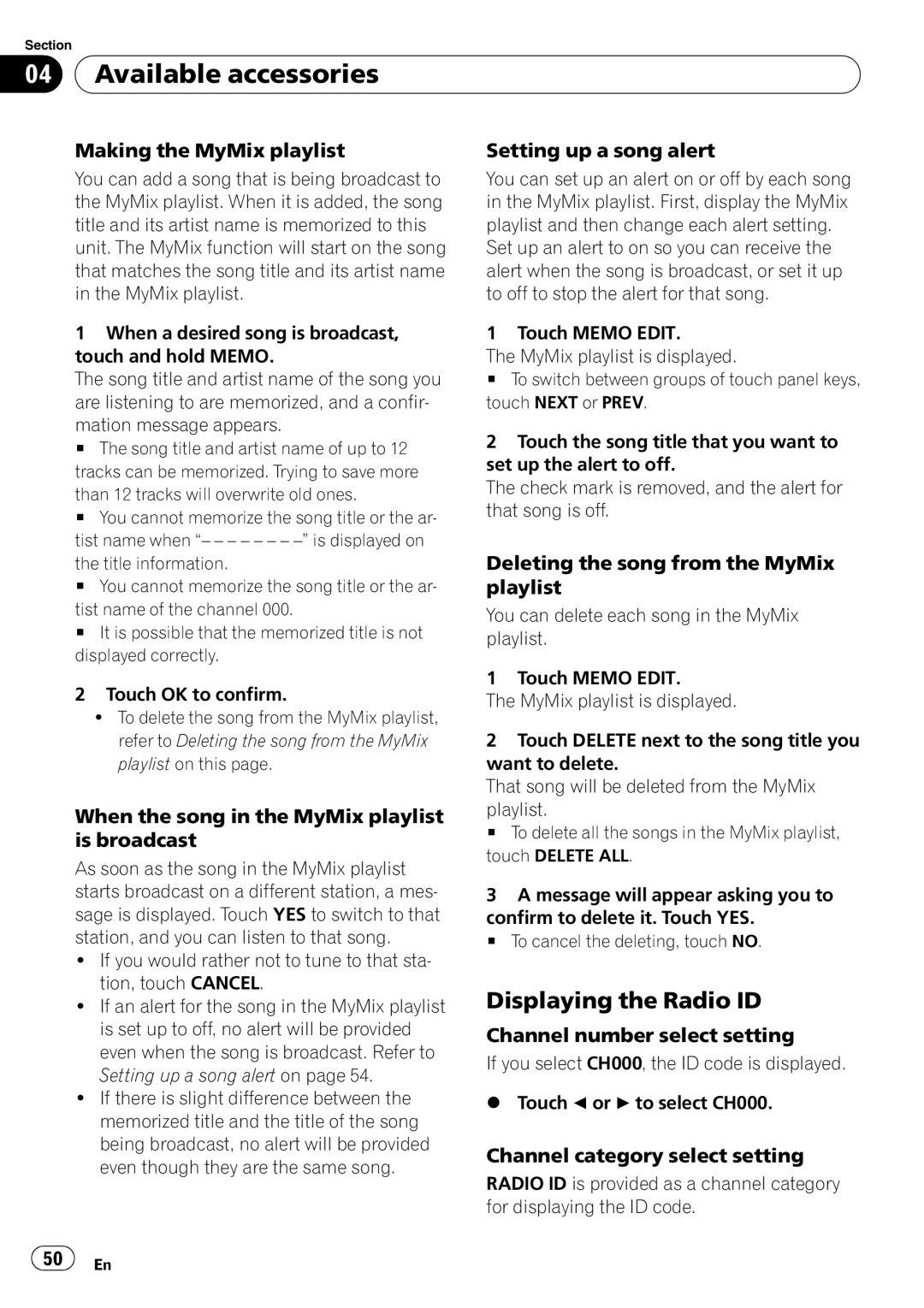 Pioneer AVH-P4000DVD operation manual Displaying the Radio ID 