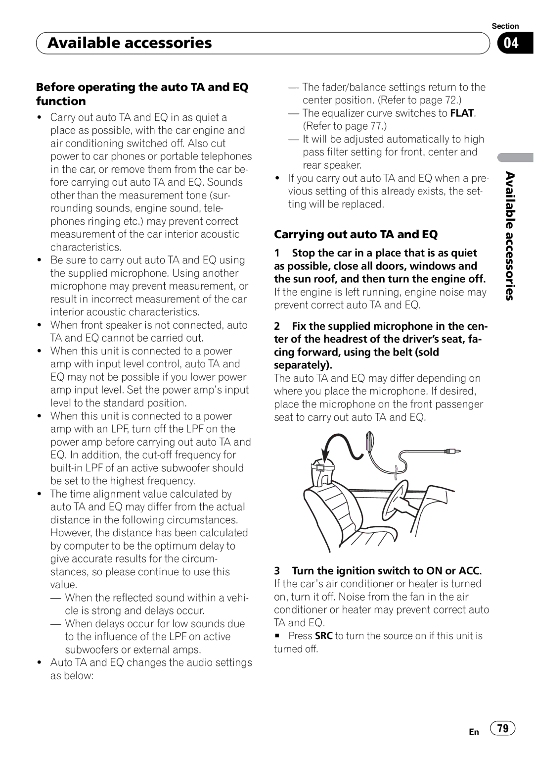 Pioneer AVH-P4000DVD operation manual Before operating the auto TA and EQ function, Carrying out auto TA and EQ 