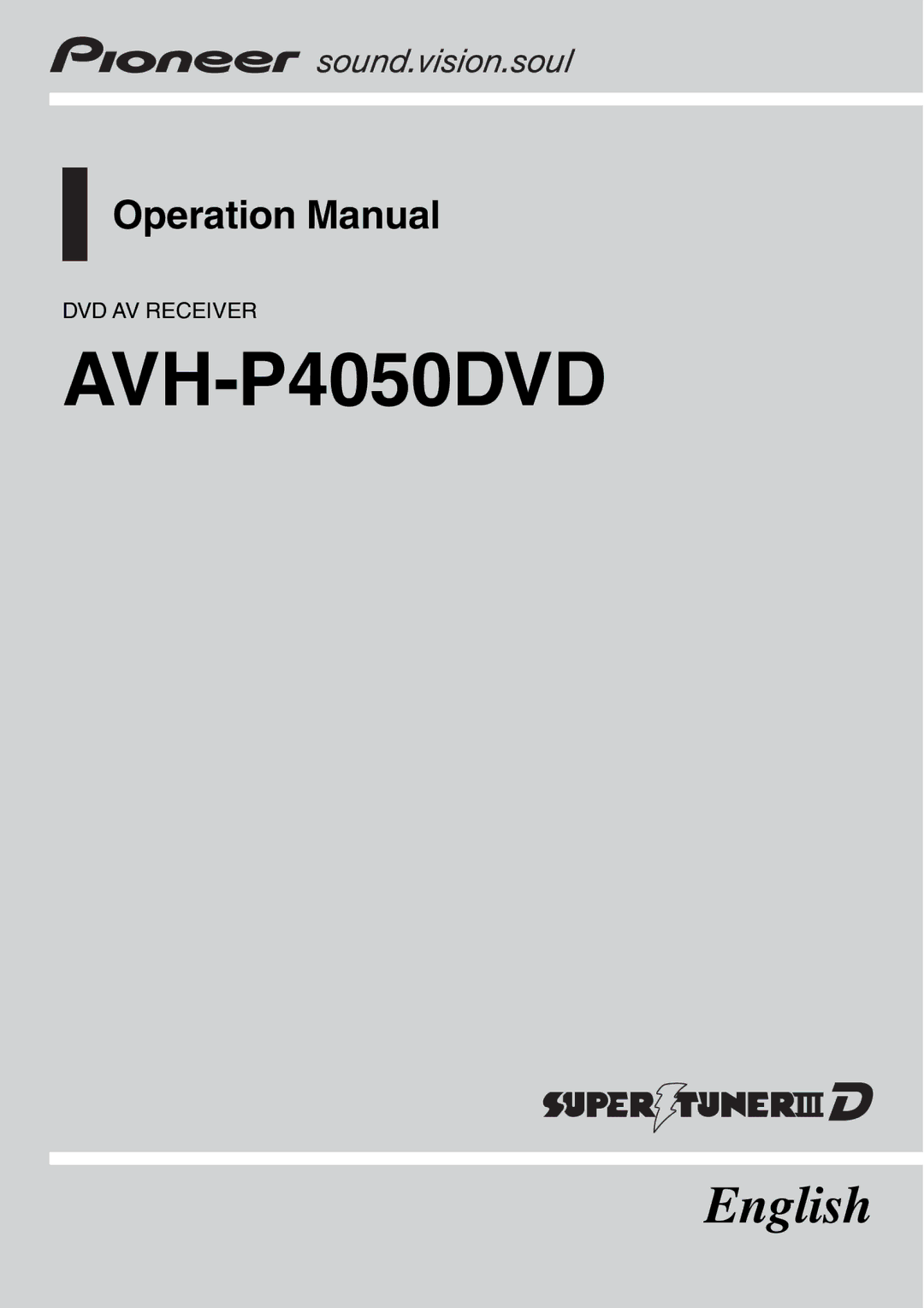 Pioneer AVH-P4050DVD operation manual 