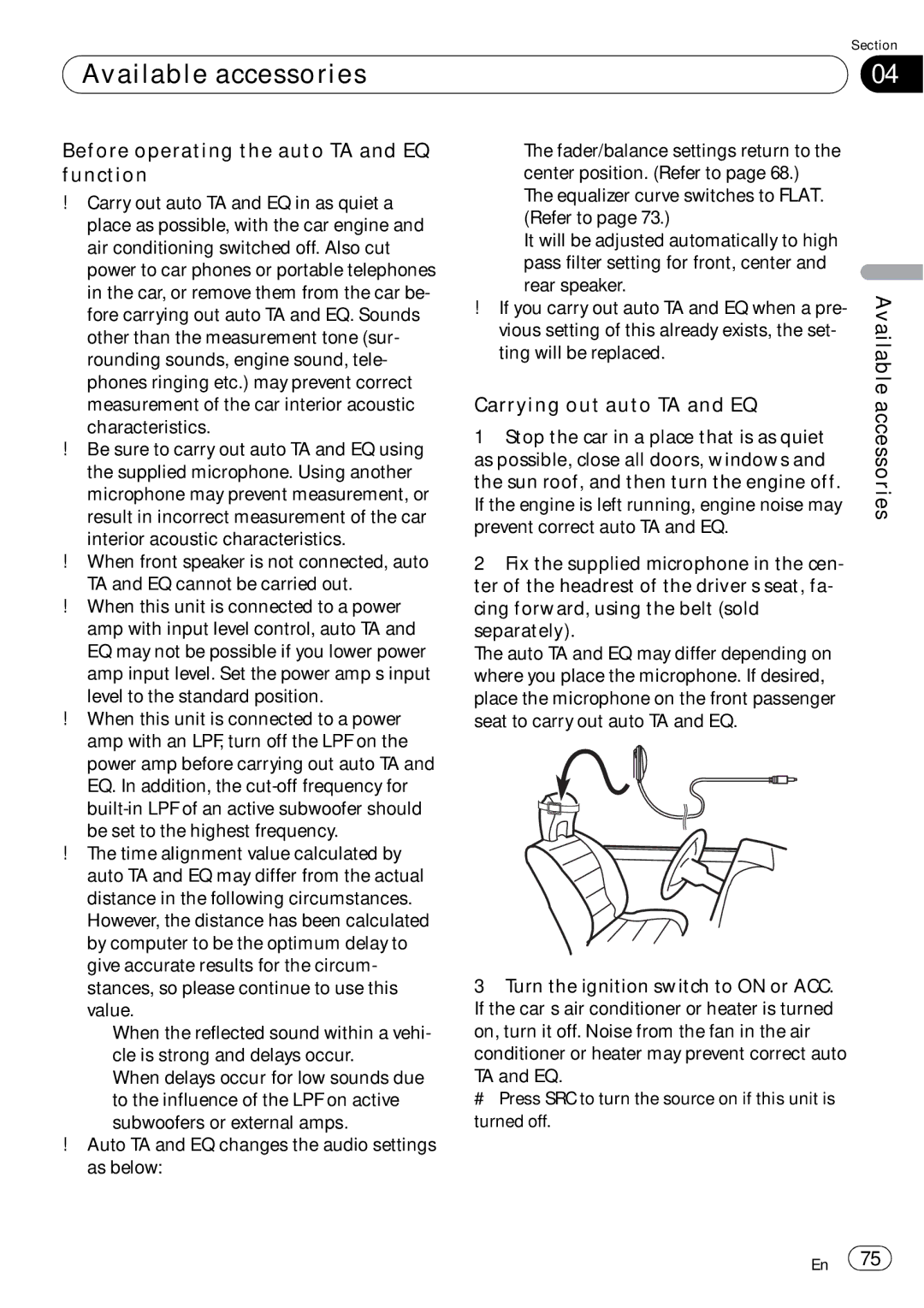 Pioneer AVH-P4050DVD operation manual Before operating the auto TA and EQ function, Carrying out auto TA and EQ 