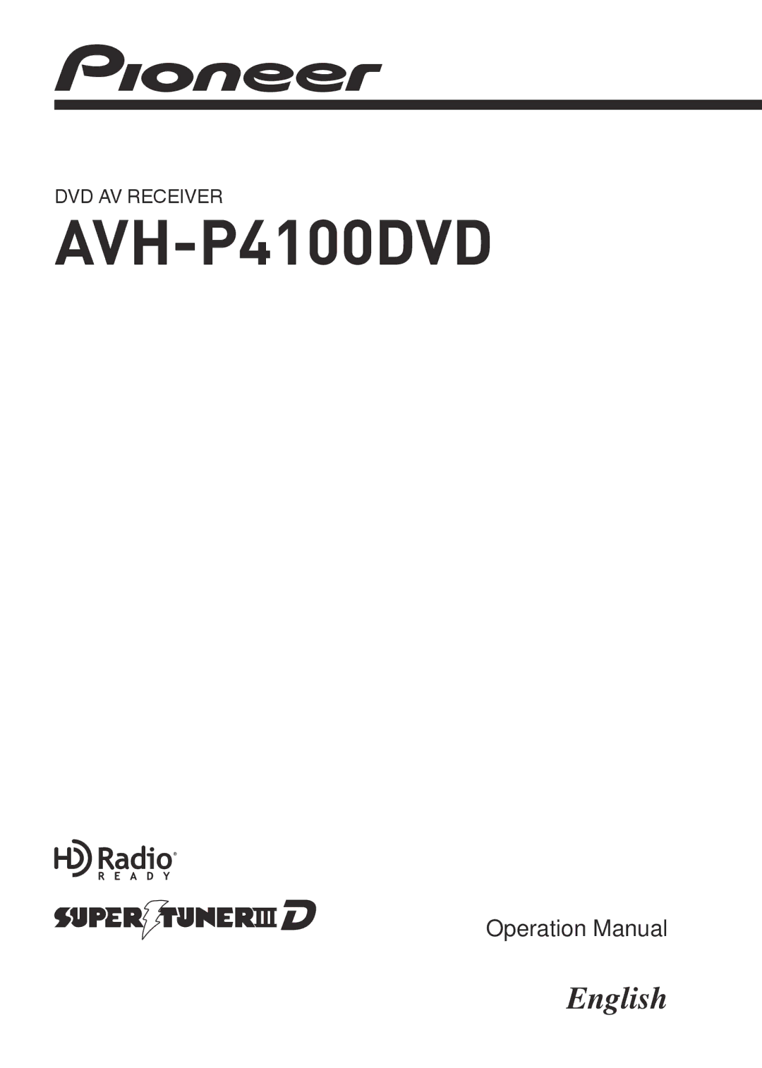 Pioneer AVH-P4100DVD operation manual CRB2897-A 