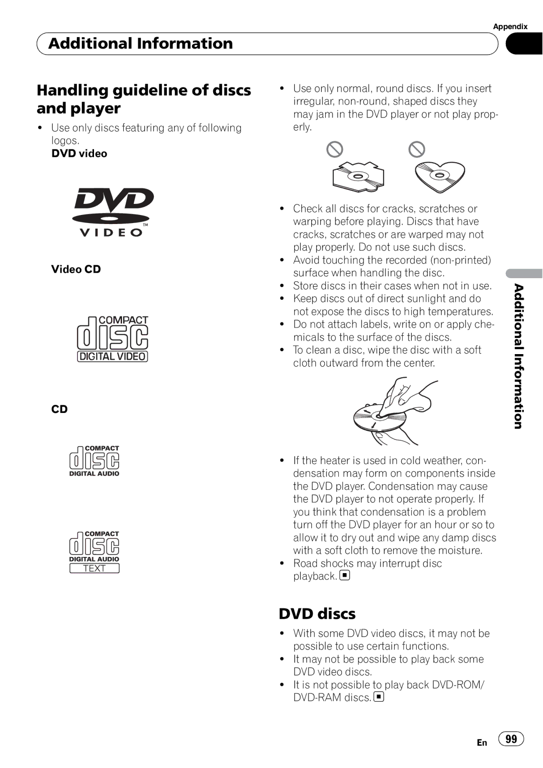 Pioneer AVH-P4100DVD operation manual DVD discs 