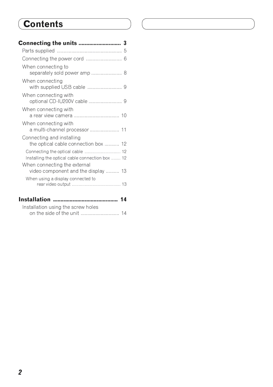 Pioneer AVH-P4100DVD installation manual Contents 