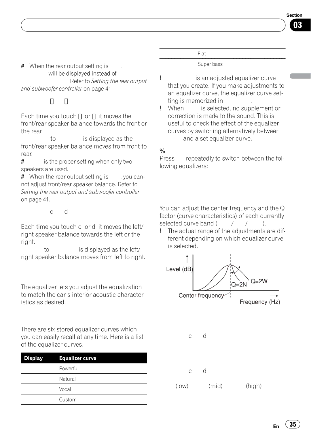 Pioneer AVH-P5000DVD operation manual Using the equalizer, Recalling equalizer curves, Adjusting equalizer curves 