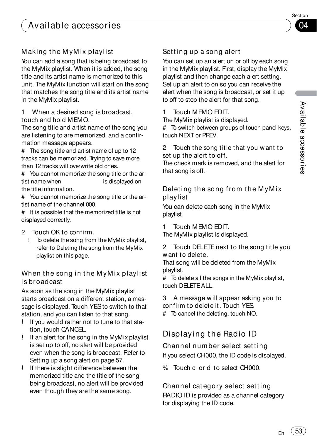 Pioneer AVH-P5000DVD operation manual Displaying the Radio ID 