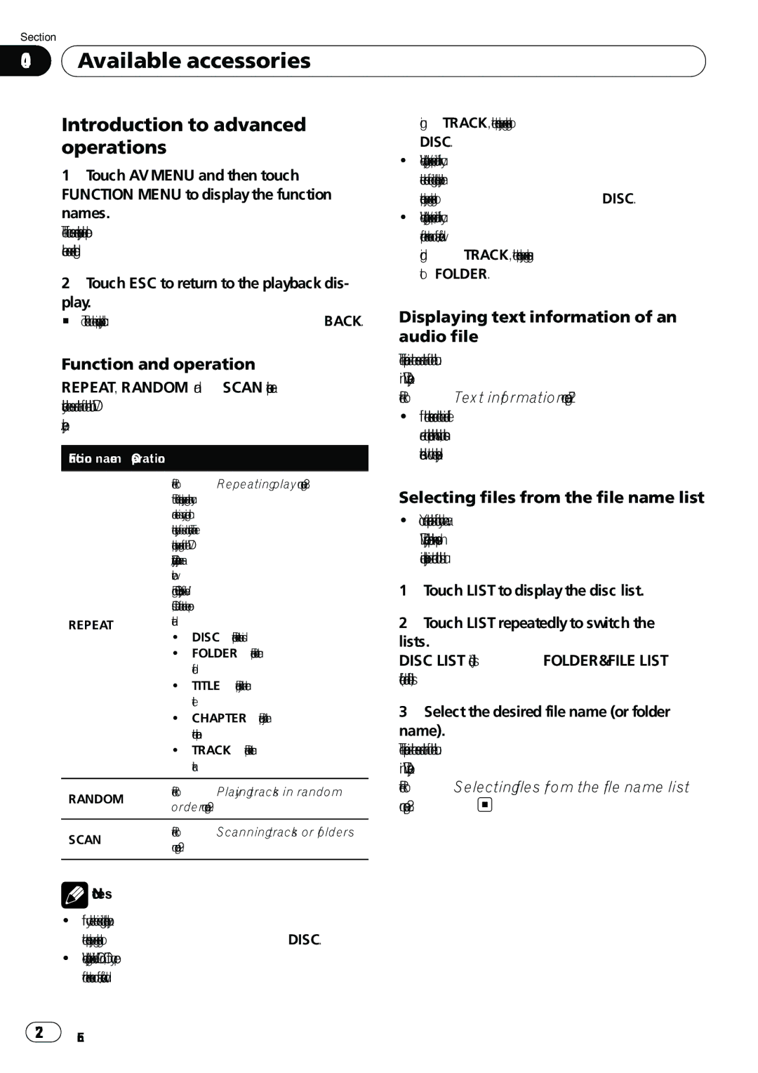 Pioneer AVH-P5100DVD operation manual Selecting files from the file name list 