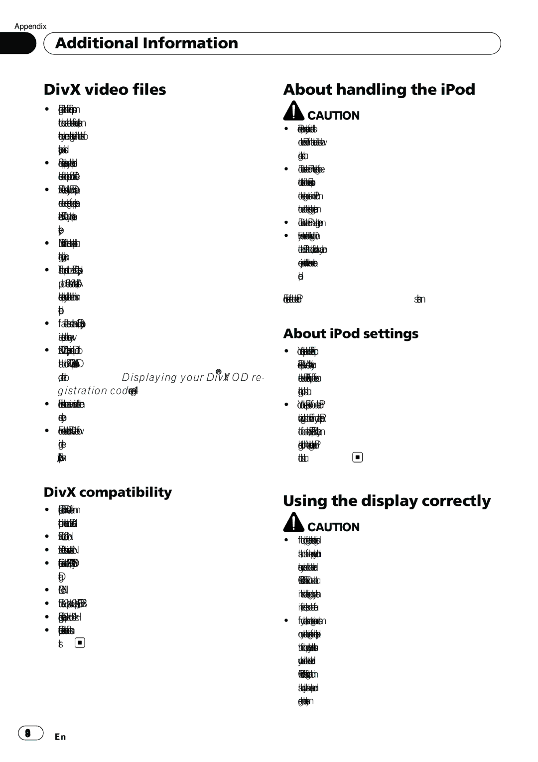 Pioneer AVH-P5100DVD operation manual Using the display correctly, About iPod settings, DivX compatibility 