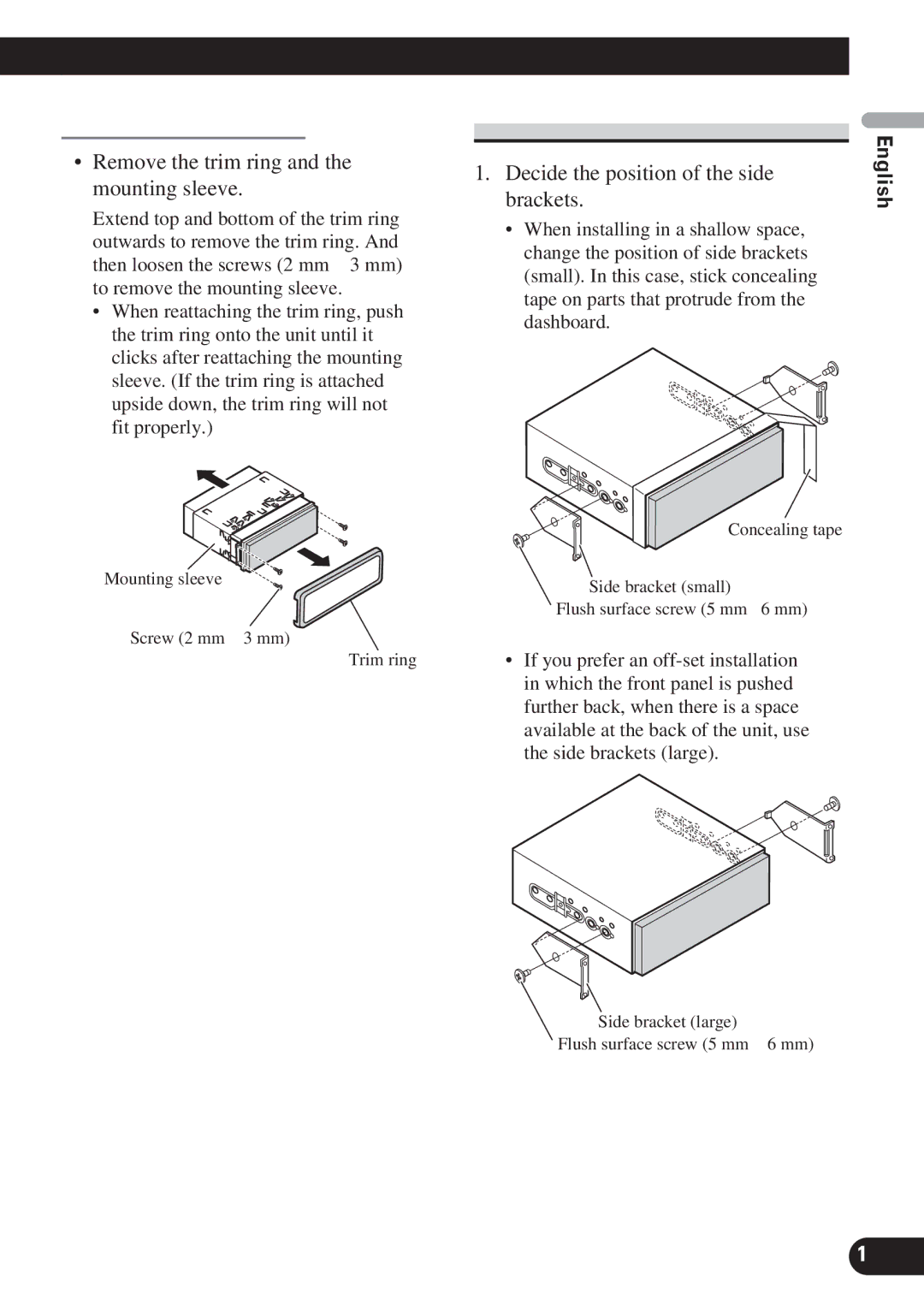 Pioneer AVH-P5100DVD installation manual DIN Front-mount, Remove the trim ring and the mounting sleeve 