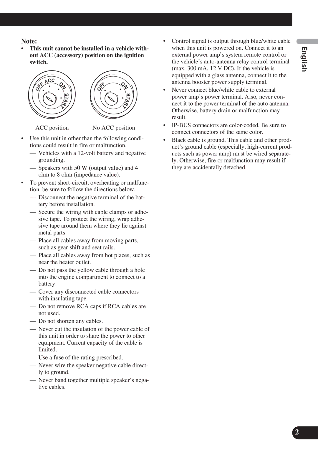 Pioneer AVH-P5100DVD installation manual English Español Deutsch Français Italiano Nederlands PyÒÒÍËÈ 