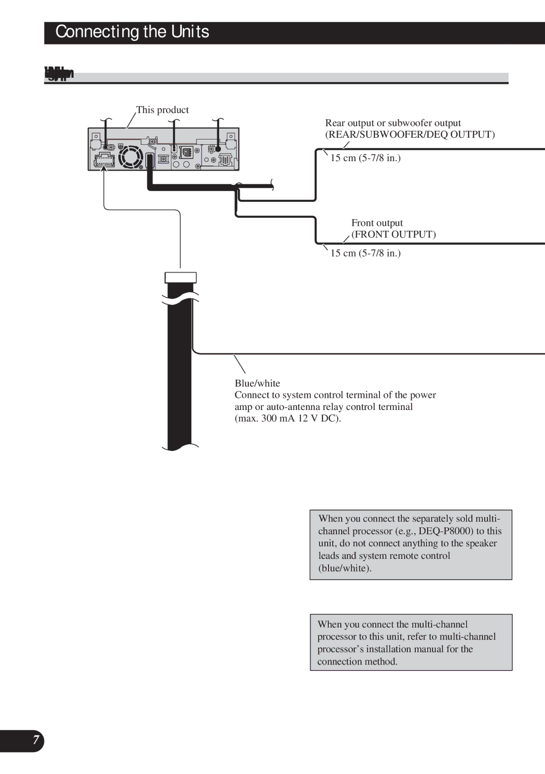 Pioneer AVH-P5100DVD installation manual When connecting to separately sold power amp, Front Output 