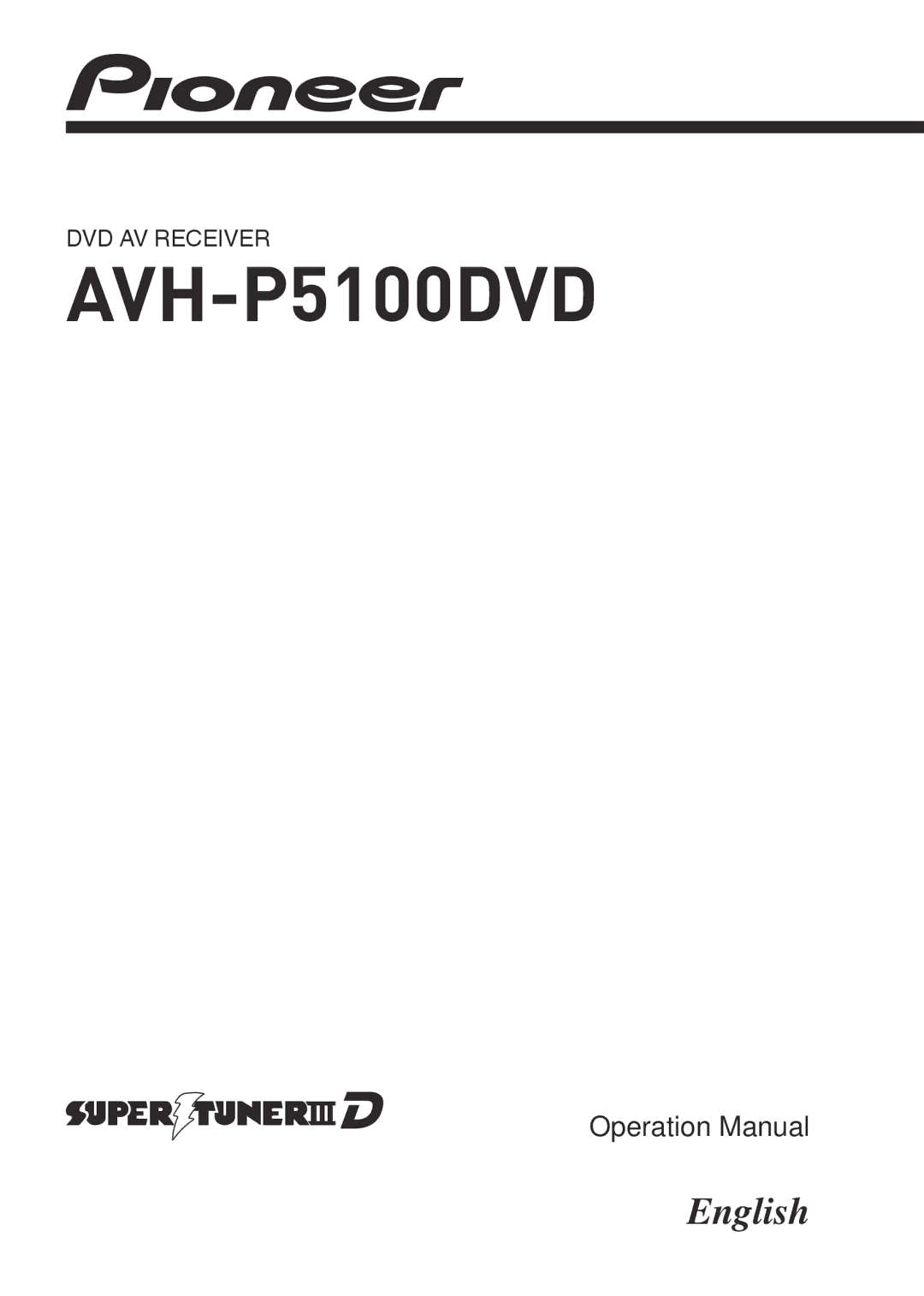 Pioneer AVH-P5100DVD operation manual CRB2972-A/N 