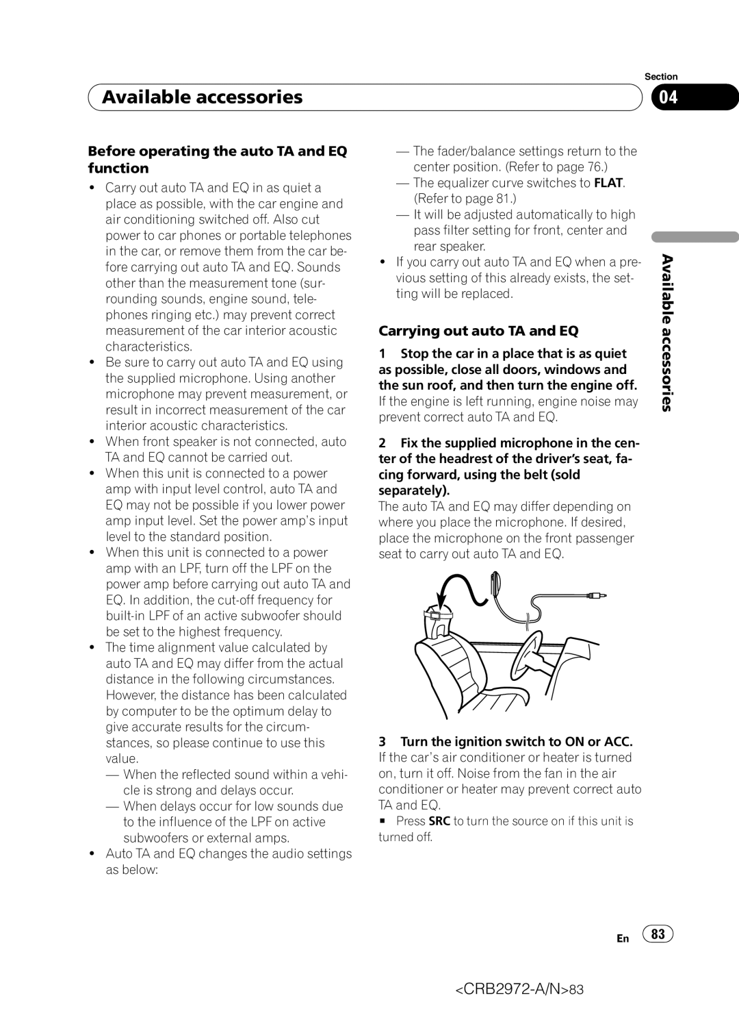 Pioneer AVH-P5100DVD operation manual Before operating the auto TA and EQ function, Carrying out auto TA and EQ 