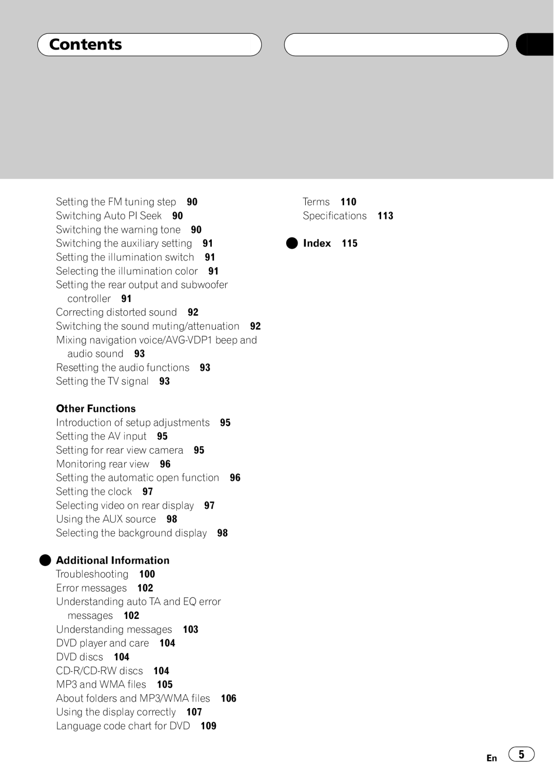 Pioneer AVH-P5700DVD operation manual 