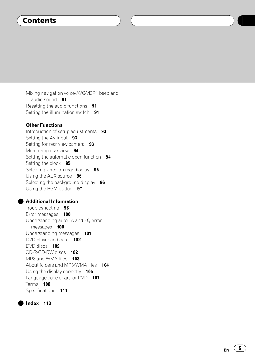 Pioneer AVH-P5700DVD operation manual 