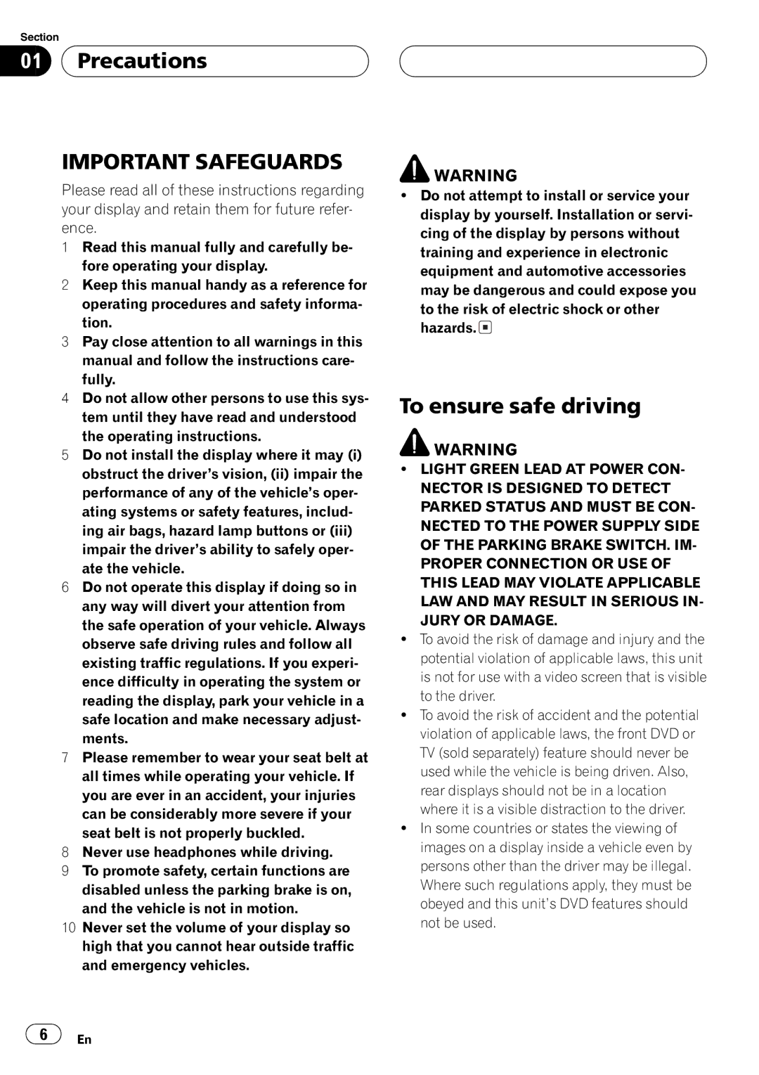 Pioneer AVH-P5700DVD operation manual 