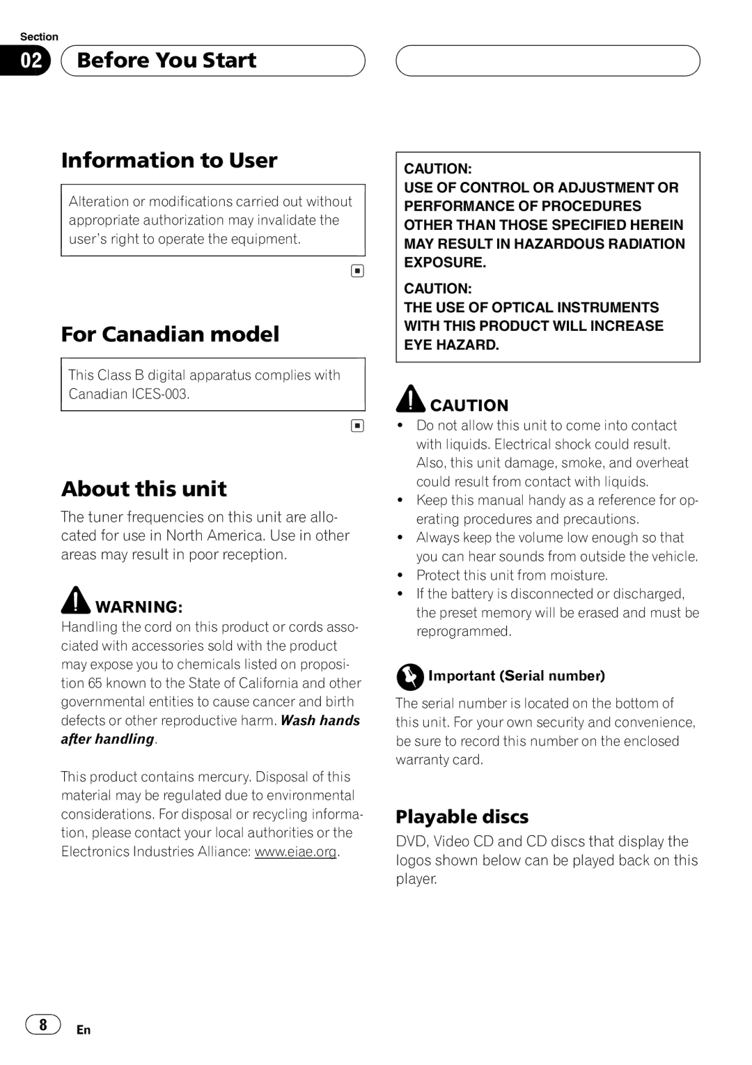 Pioneer AVH-P5700DVD operation manual 