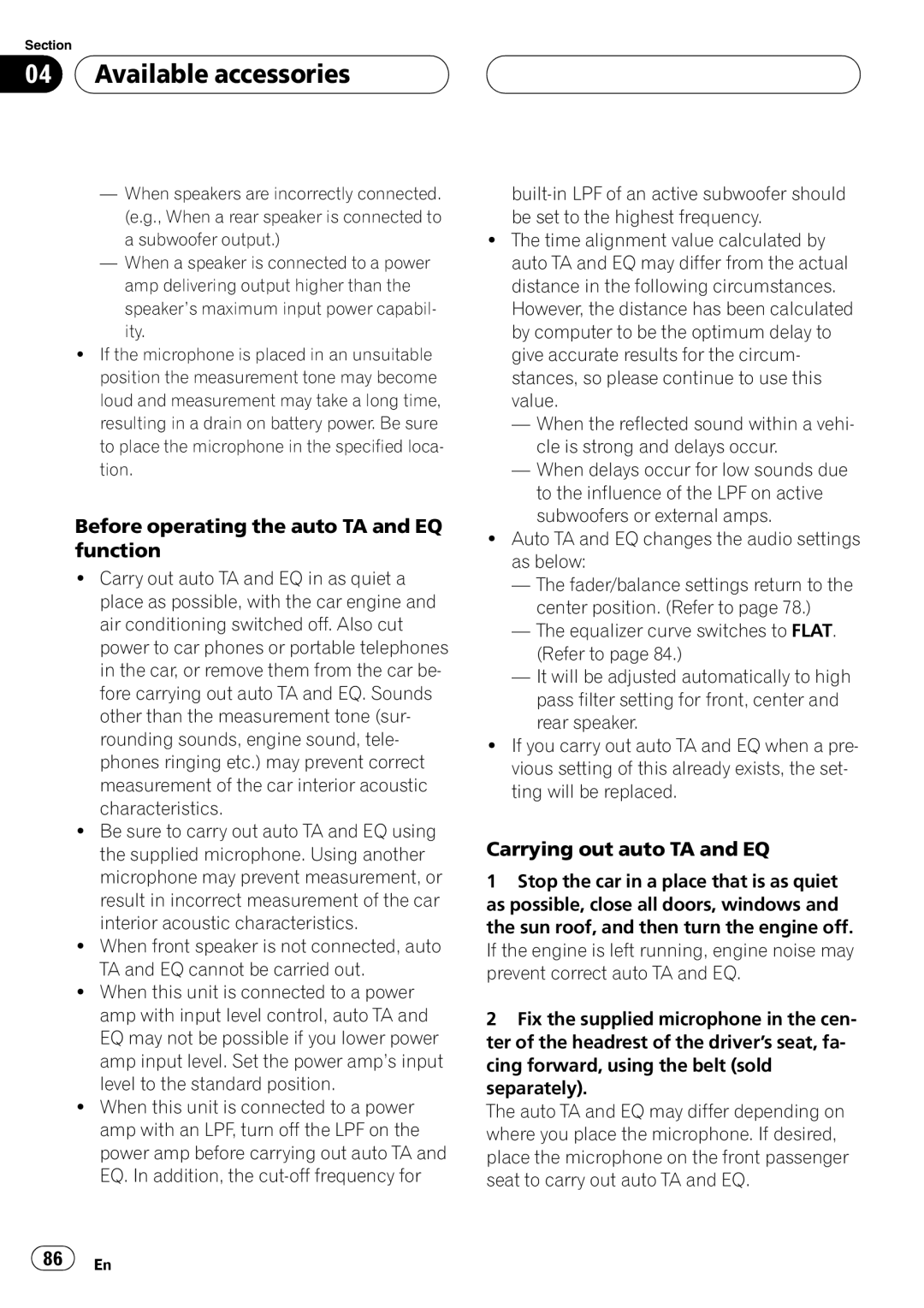 Pioneer AVH-P5900D operation manual Before operating the auto TA and EQ function, Carrying out auto TA and EQ 