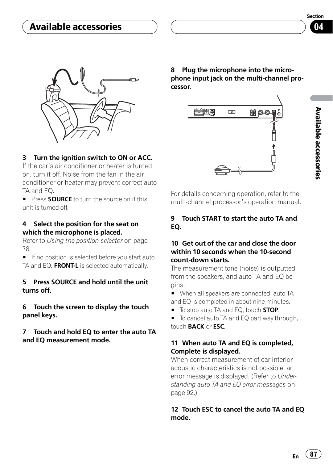 Pioneer AVH-P5900D operation manual Available accessories 