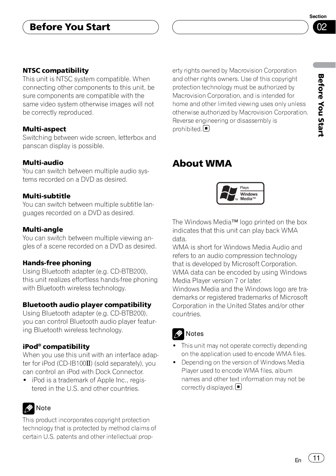 Pioneer AVH-P6000DVD operation manual About WMA, Before, You 