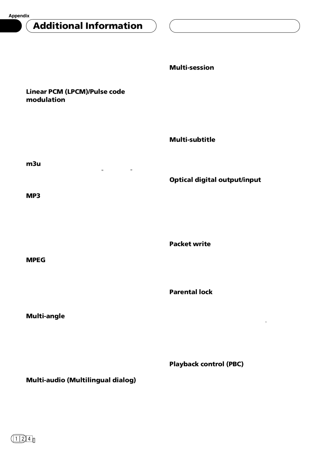 Pioneer AVH-P6000DVD operation manual 124 En, MP3, Mpeg 