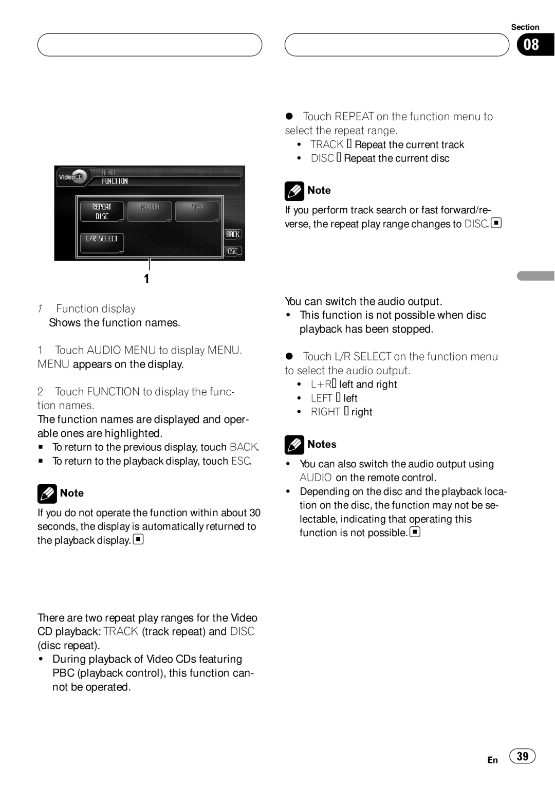 Pioneer AVH-P6000DVD operation manual Repeating play, Playing Video CDs 