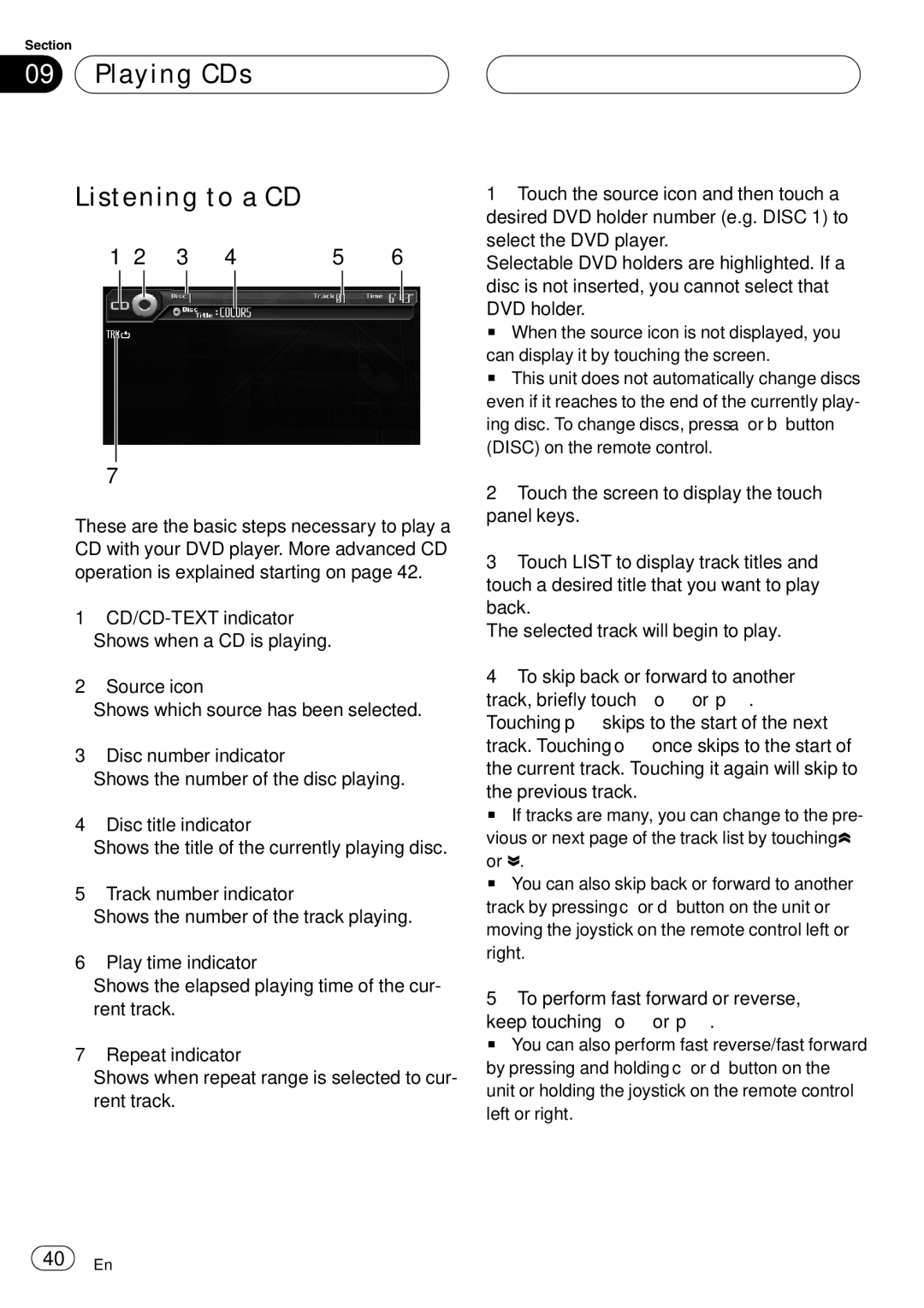 Pioneer AVH-P6000DVD operation manual Playing CDs Listening to a CD 