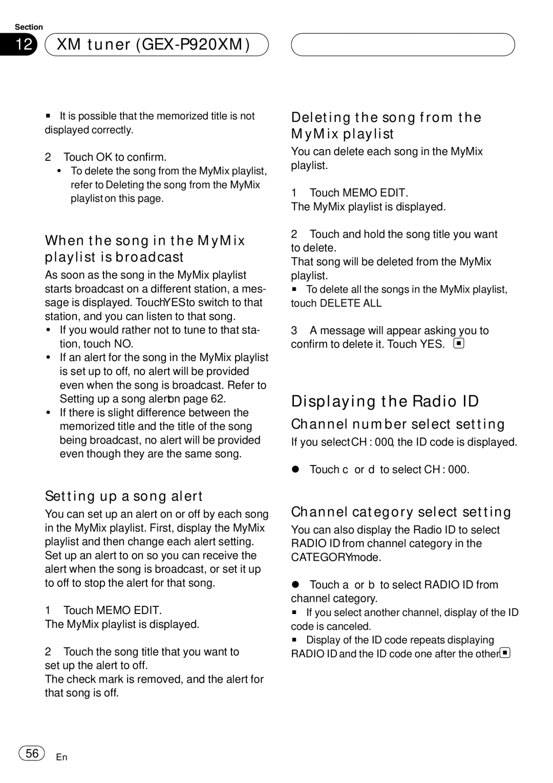 Pioneer AVH-P6000DVD operation manual Displaying the Radio ID 