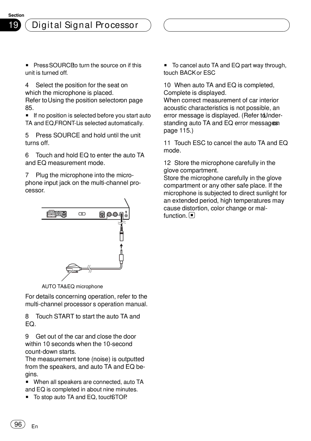 Pioneer AVH-P6000DVD operation manual # To stop auto TA and EQ, touch Stop 