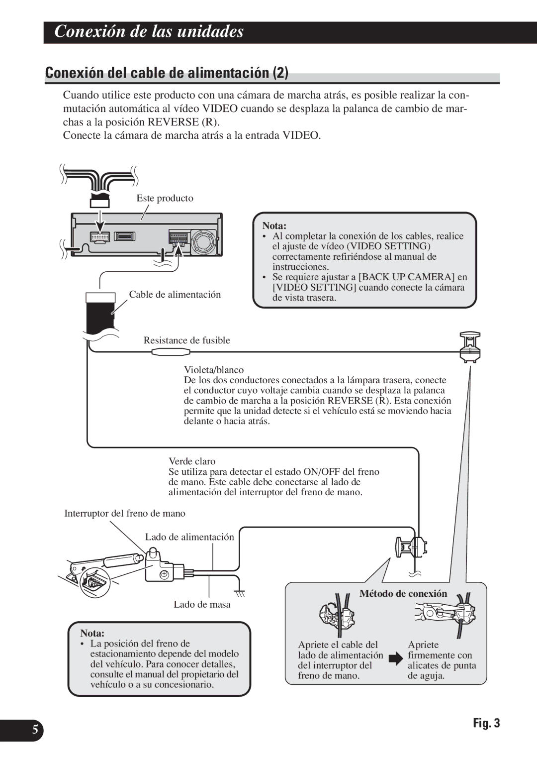 Pioneer AVH-P6400CD installation manual Método de conexión 